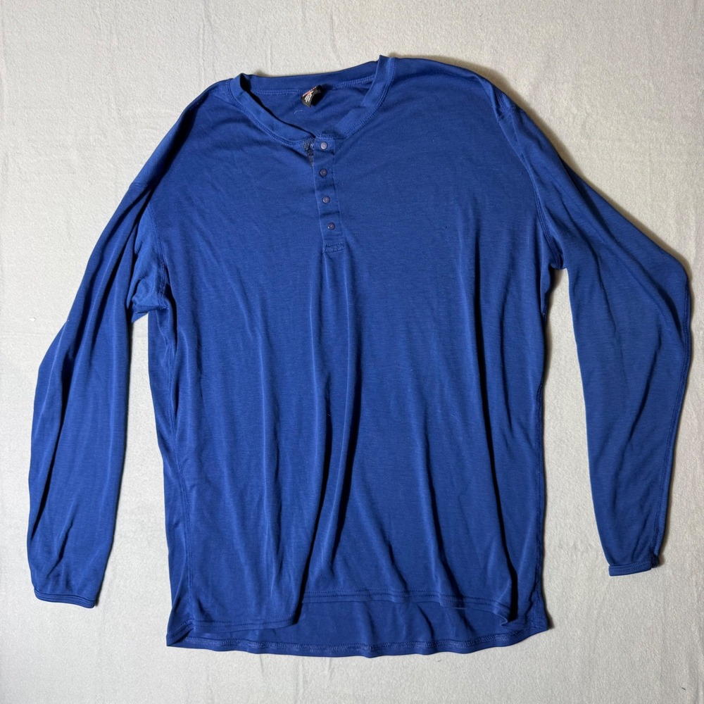 Patagonia Capilene Henley Shirt‎ Mens XL Blue Long Sleeve Made in USA